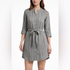 Women Converse One Star Striped Shirt Dress M Cotton Belted(A388)